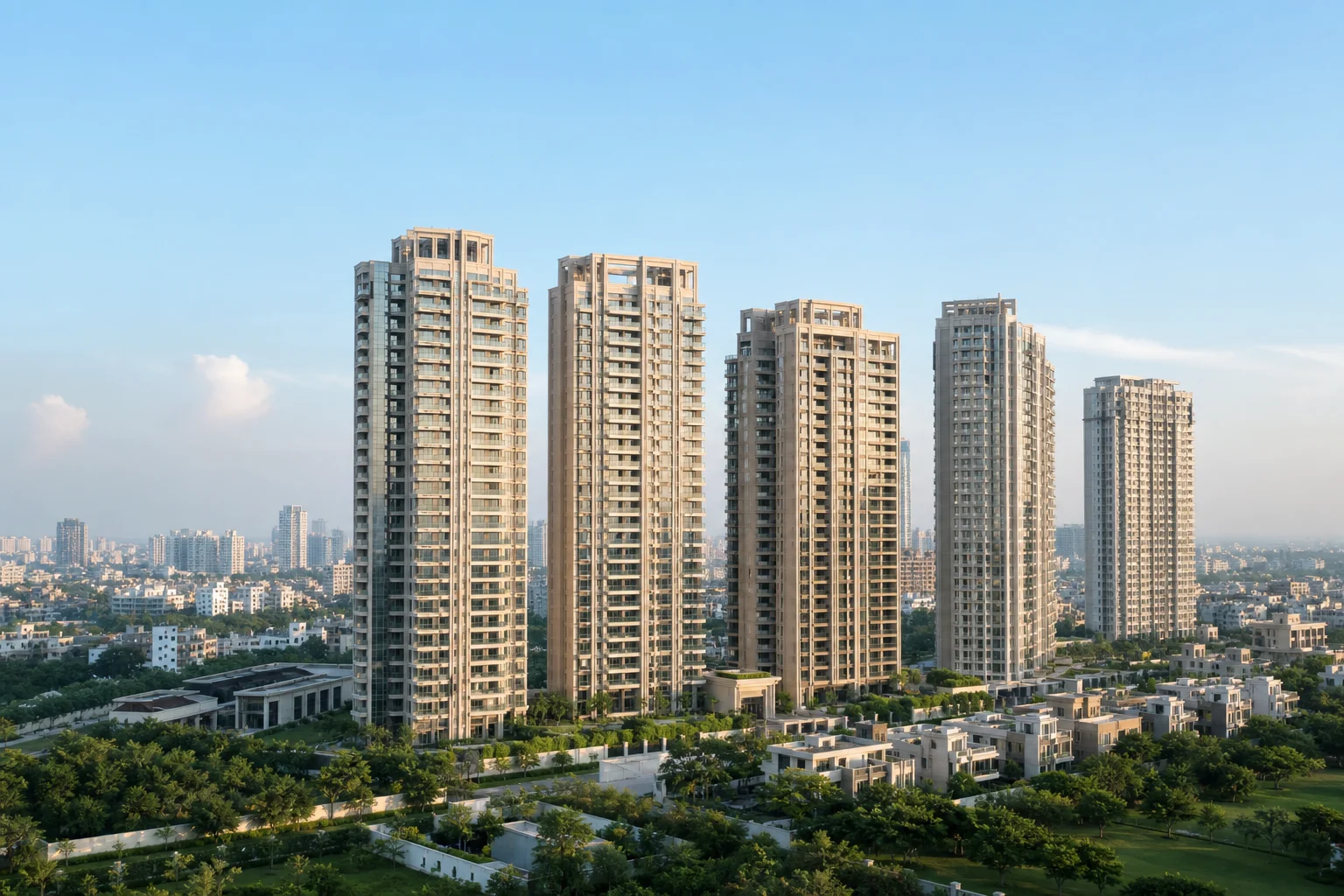 Modern residential real estate skyline in India